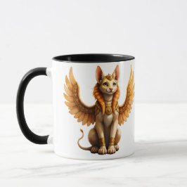 Caneca Gato Místico Asalado Esfinge - Arte Fantástica Egí