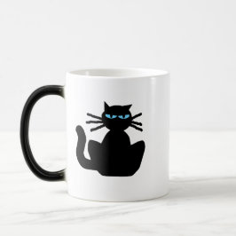 Caneca Gato Negro Assustador com Cartografia de Olhos Azu