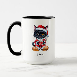 Caneca Gato Negro Bonito personalizado Mug de Natal