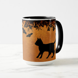 Caneca Gato Negro com Bat, Feliz Dia das Bruxas