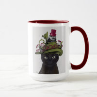 Gato Negro com Bule e Coruja