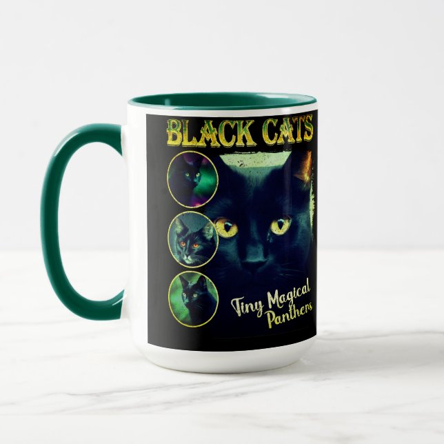 Caneca Gato Negro Engraçado Faux Bootleg 90 Gráfico (Esquerda)