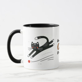 Caneca Gato Negro Impressionante Perseguindo Ponto Vermel