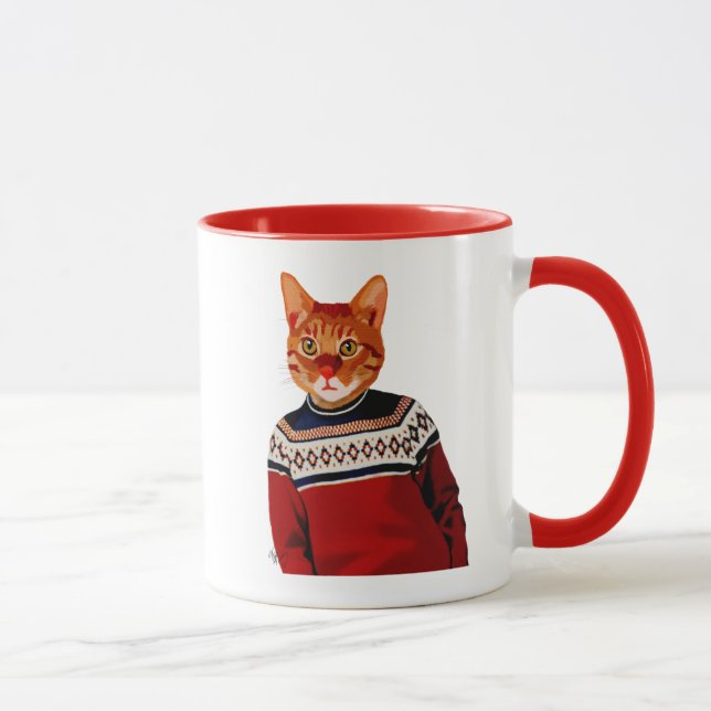 Caneca Gato no Suéter de Esqui 2 (Direita)
