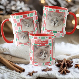 Caneca Gato Pet de Natal Personalizado e Nome