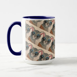 Caneca Gato Prateado de Olhos Azuis