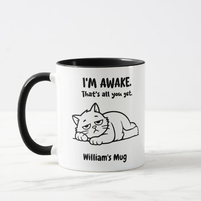 Caneca Gato preguiçoso engraçado - Costumava-me acordar (Esquerda)