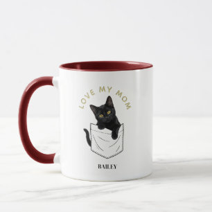 Caneca Gato Preto Adorável no Nome do Bolso