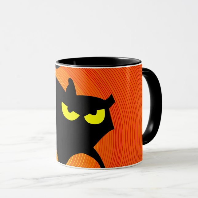 Caneca Gato Preto Assustador Halloween (Frente Esquerda)