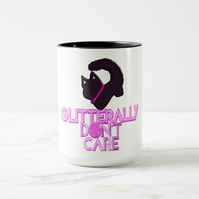 Caneca Gato preto brilhante não se importa (Centro)