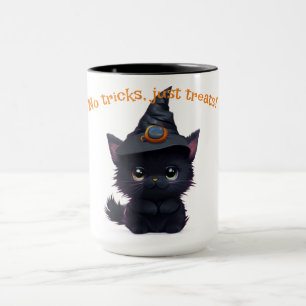 Caneca Gato preto Dia de as Bruxas engraçado bonito