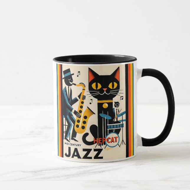 Caneca Gato Preto do Gato Preto da Idade do Jazz do meio  (Direita)