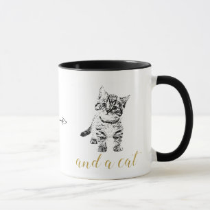 Caneca Gato preto do texto do brilho do ouro do falso