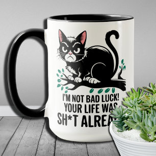 Caneca Gato Preto Engraçado Não Trago Azar Para Sua Vida