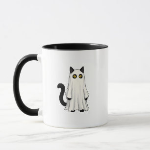 Caneca Gato Preto Fantasma Engraçado Halloween