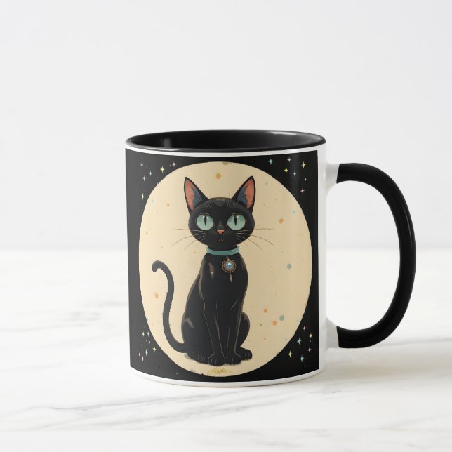 Caneca Gato Preto Futurista Atômico Lua (Direita)