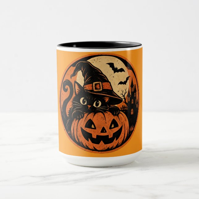 Caneca Gato preto Halloween  (Centro)