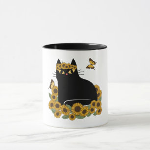 Caneca Gato preto hippie meio século