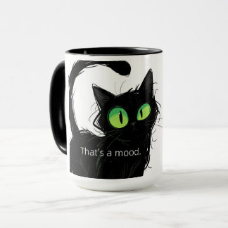 Caneca Gato Preto "Isso é um humor" Cama Cerâmica