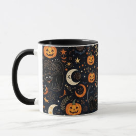 Caneca Gato Preto Mágico Assustador e Lua