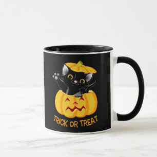 Caneca Gato preto personalizado para o Dia das Bruxas