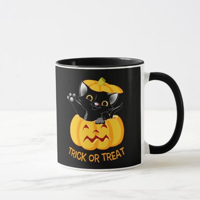 Caneca Gato preto personalizado para o Dia das Bruxas (Direita)