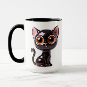 Caneca Gato Preto Sentado Estilizado