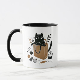 Caneca Gato preto Whimsit Sentado Dentro Bolsa de compra