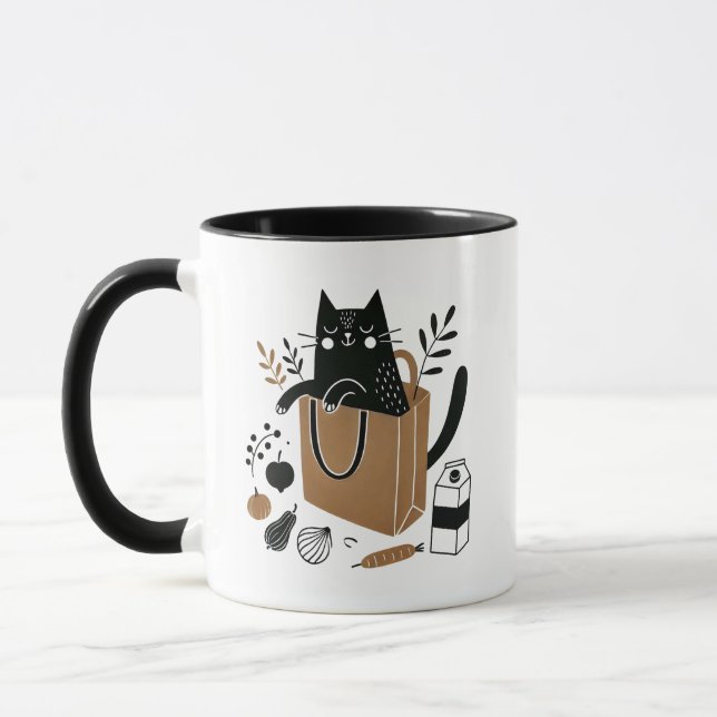 Caneca Gato preto Whimsit Sentado Dentro Bolsa de compra (Esquerda)