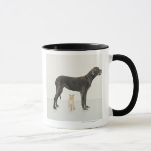Caneca Gato que senta-se abaixo de great dane
