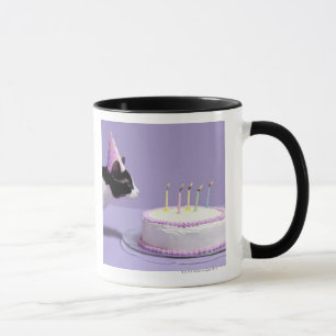 Caneca Gato que veste o chapéu do aniversário que funde