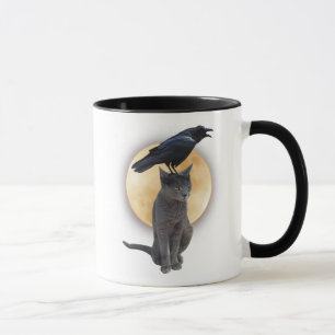Caneca Gato, Raven, Mug De Halloween De Lua Cheia