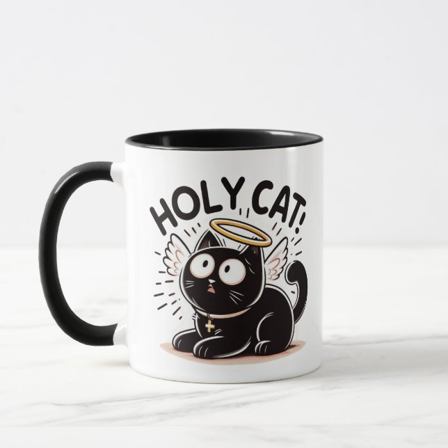 Caneca Gato Sagrado - Gato Preto com Maçã Engraçado (Esquerda)
