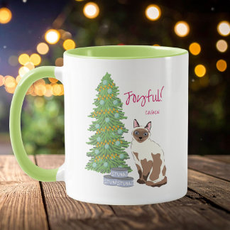 Caneca Gato Siames Cute com Tuna Natal Alegre 