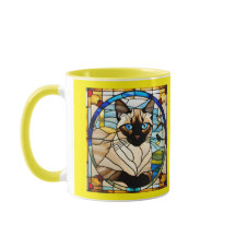 Gato Siamês Fofo em Vidro Pintado
