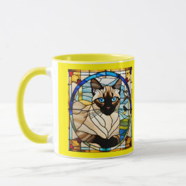 Caneca Gato Siamês Fofo em Vidro Pintado