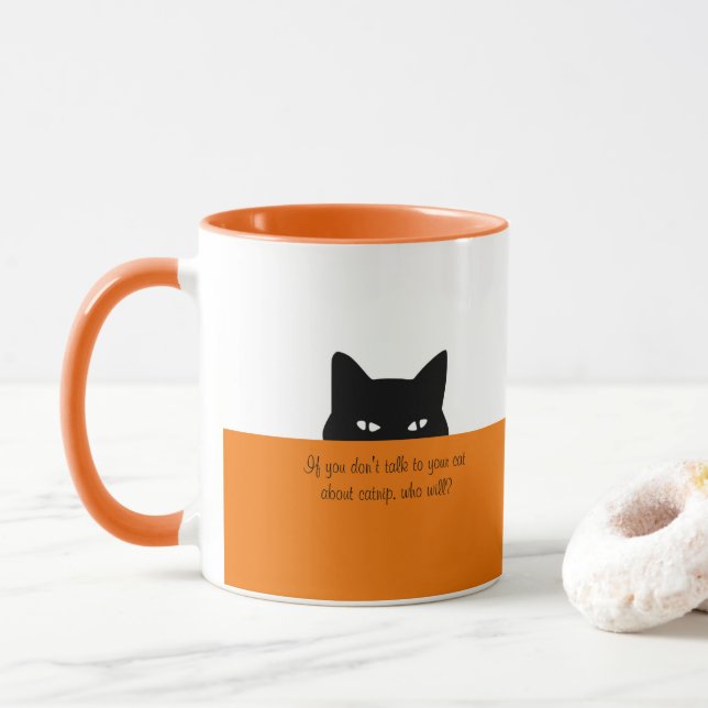 Caneca Gato Sneaky Fale com seu Laranja Gato (Com Donut)