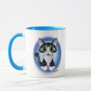 Caneca GATO TABBY DE OLHOS BRILHANTES por Jeff Willis Art