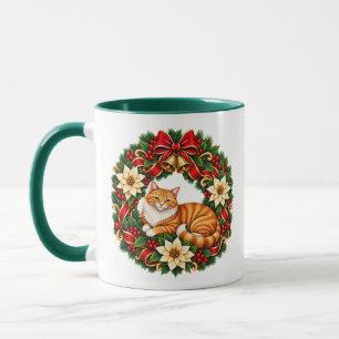 Caneca Gato Tabby Gengibre Natal Art Nouveau