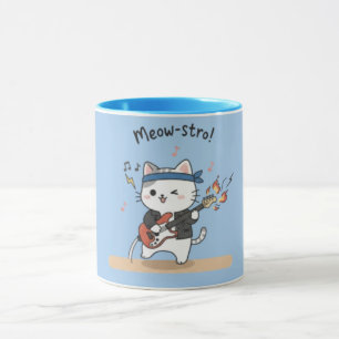 Caneca Gato Tocado Guitarra Música Engraçada