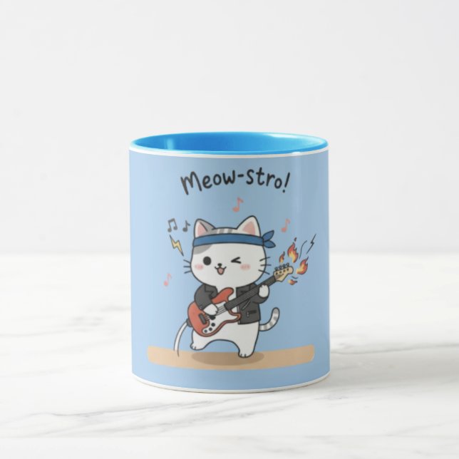 Caneca Gato Tocado Guitarra Música Engraçada (Centro)