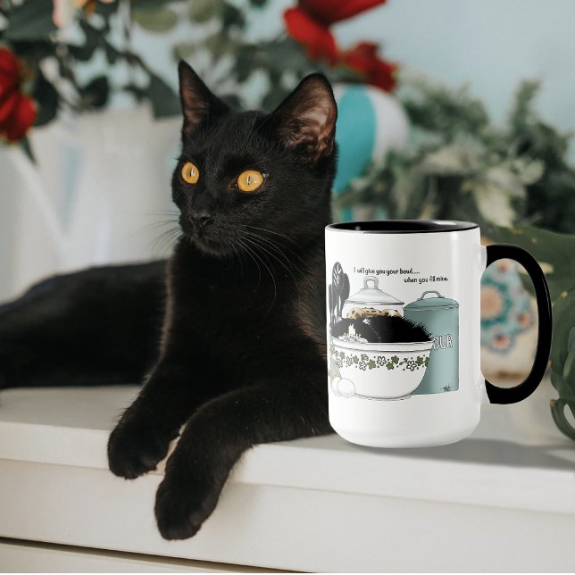 Caneca Gato Tuxedo Sassy Tigela Vintage Aqua Cozinha Retr (Criador carregado)
