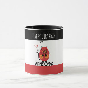 Caneca Gato vermelho-branco