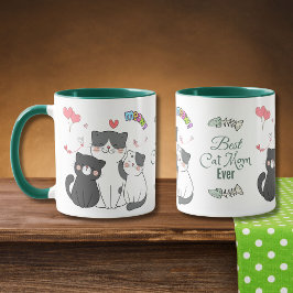 Caneca Gatos Adoráveis Coram com Melhor Gato Mãe Nunca