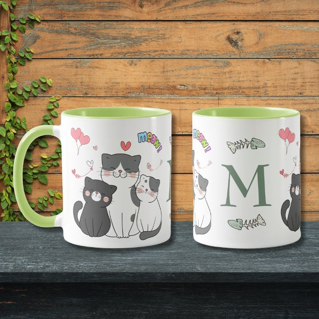 Caneca Gatos Adoráveis Medem Corações Considerados Monogr (Criador carregado)