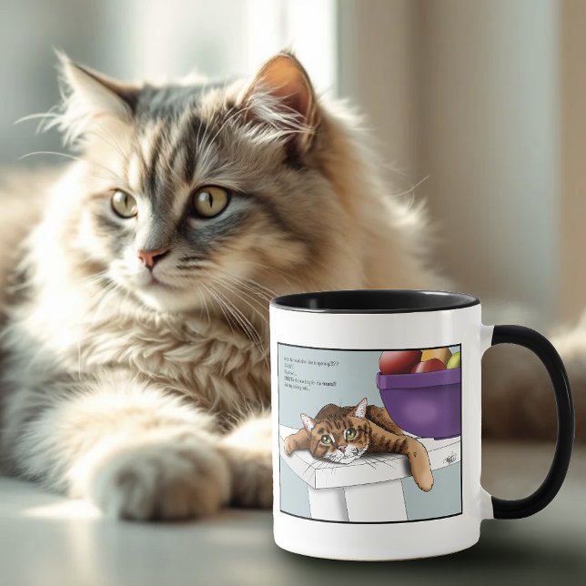 Caneca Gatos Atraentes Laranja Tabby Tratam de Comédia na (Criador carregado)