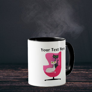 Caneca Gatos bonitos de meados do século sentados em cade