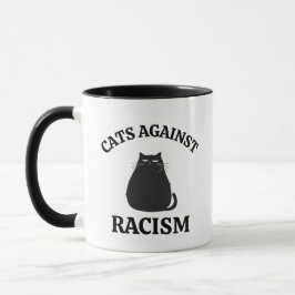 Caneca Gatos Contra o Racismo: Humor Político Divertido M