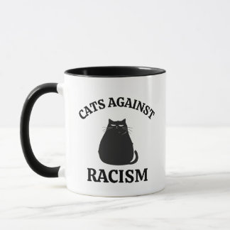 Caneca Gatos Contra o Racismo: Humor Político Divertido M