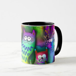 Caneca Gatos de Cartoon Coloridos